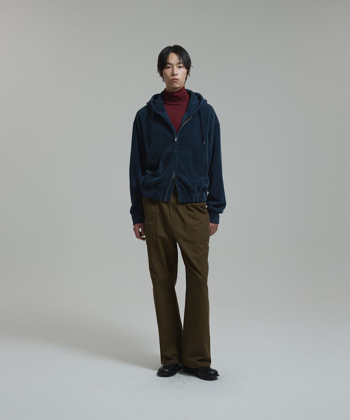 넌블랭크(NONBLANK) 루즈 와이드 HBT 퍼티그 팬츠_LIGHT BROWN