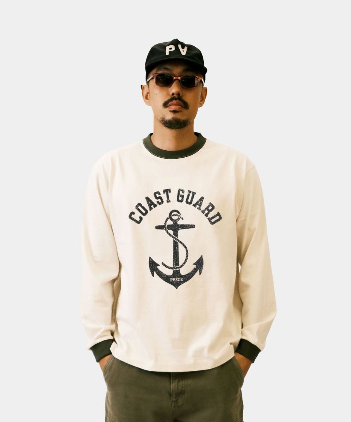 페셰(PESCE) 白(백) Heavy Cotton LS - Coast Guard Olive