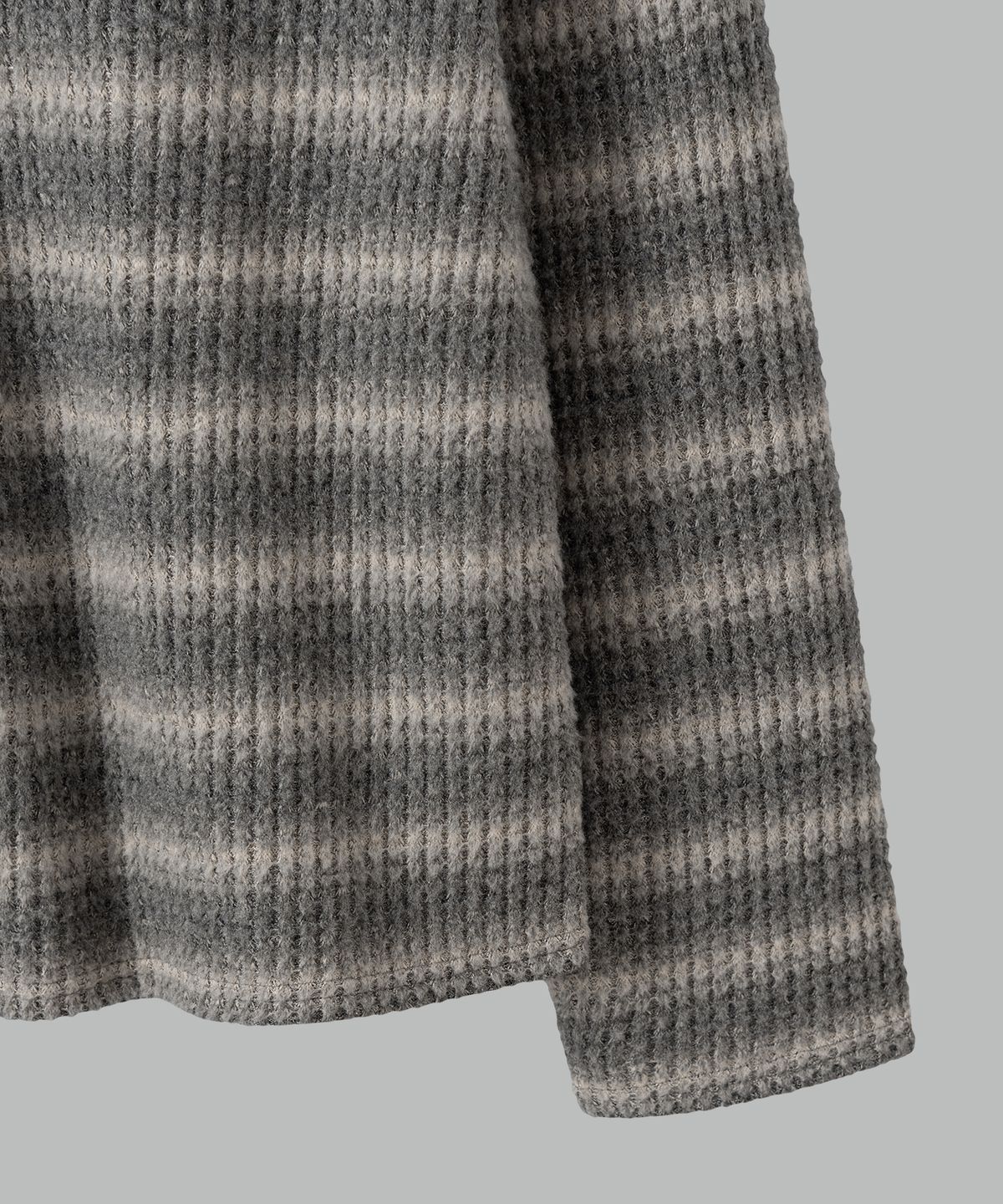 넌블랭크(NONBLANK) 와플 헨리넥 LS 티셔츠_GREY STRIPE