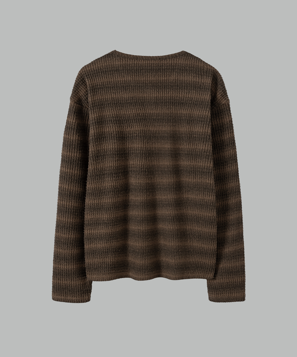 넌블랭크(NONBLANK) 와플 헨리넥 LS 티셔츠_BROWN STRIPE