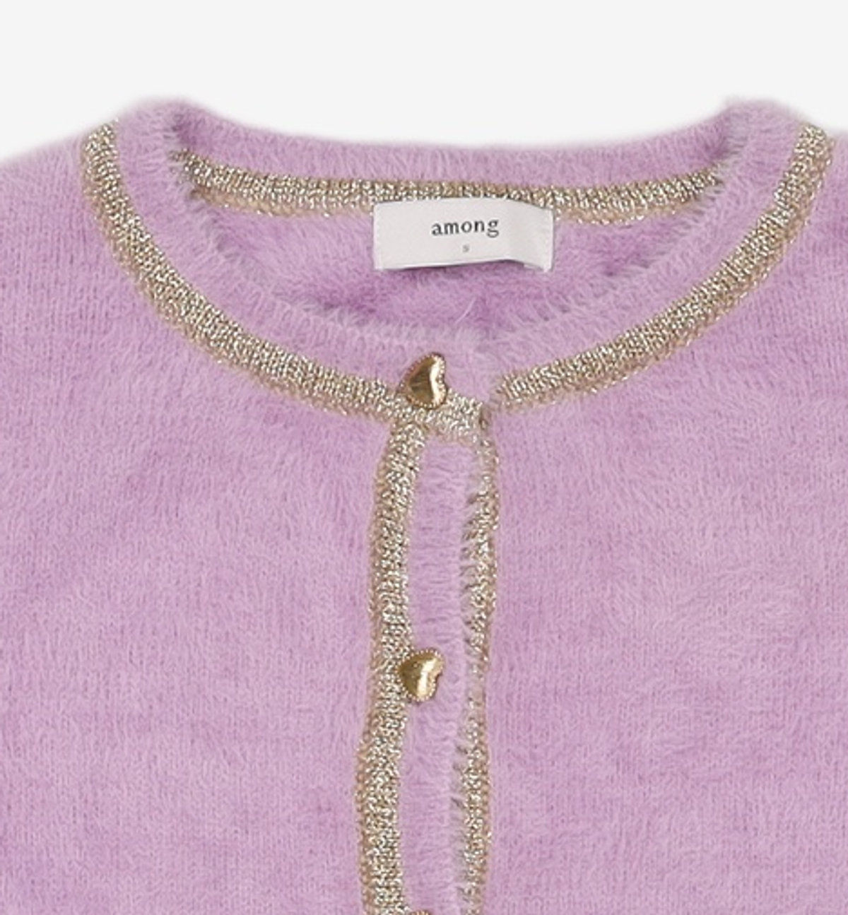 어몽(AMONG) A GLITTER LINE KNIT CARDIGAN_PURPLE S