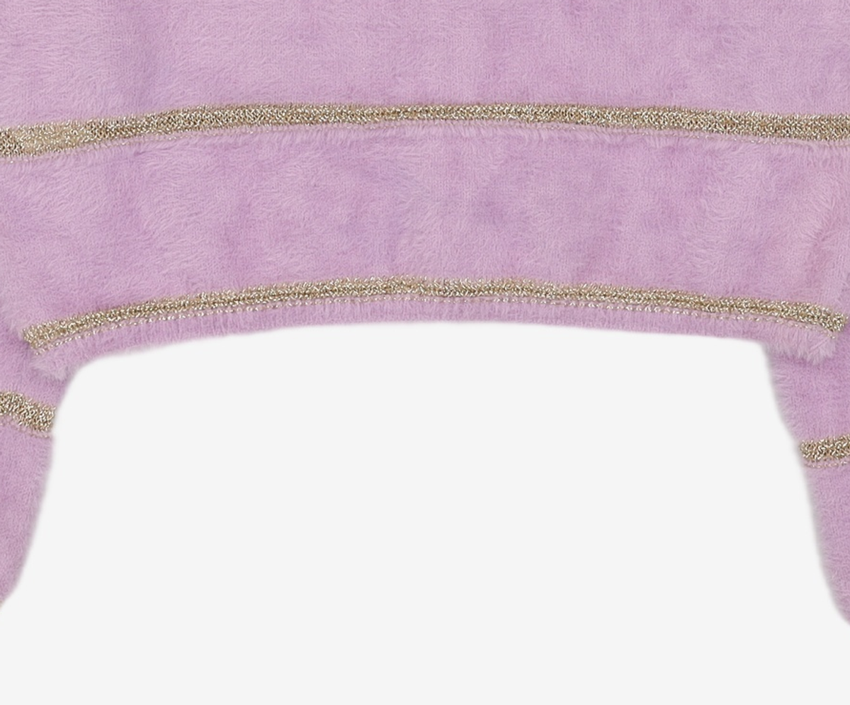 어몽(AMONG) A GLITTER LINE KNIT CARDIGAN_PURPLE S