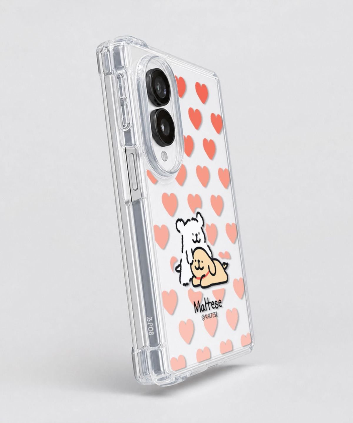 에잇클로드(8CLOTHE) 몰티즈 갤럭시 Z폴드8 플립8 투명 젤하드 슬림핏 폰 케이스 귀엽티즈 큐티즈 해피