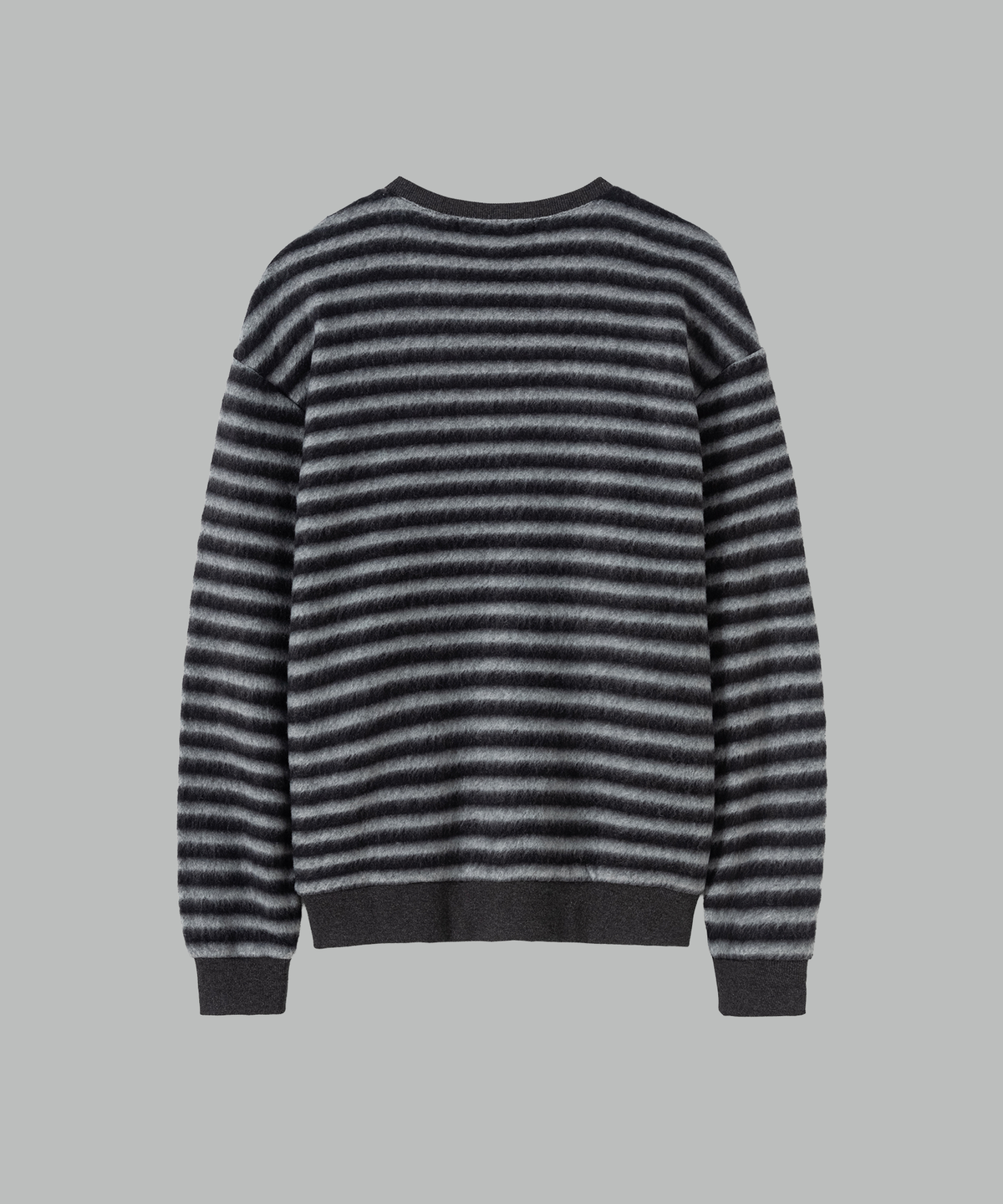 넌블랭크(NONBLANK) 헤어리 스트라이프 V넥 LS 티셔츠_GREY