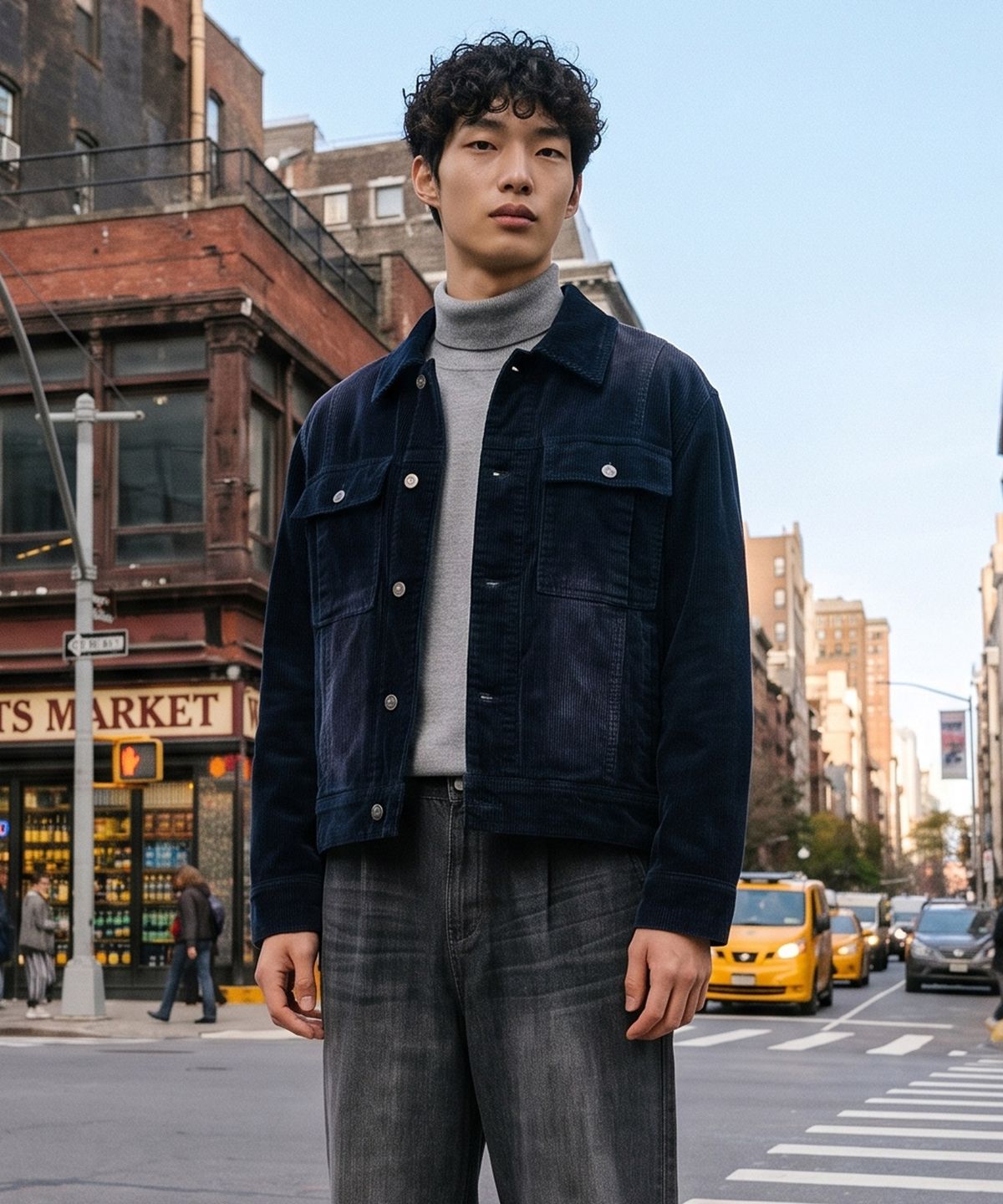 에스티코(STCO) DIEMS 워싱 코듀로이 트러커_네이비 (오버핏)_DJPVD63OSN