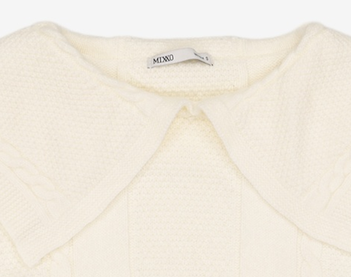 미쏘(MIXXO) 빅카라 조직 변형 루즈핏 스웨터 MIWKAB116T S