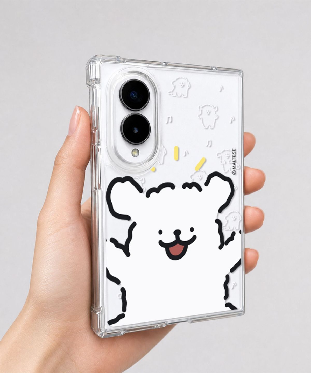 에잇클로드(8CLOTHE) 몰티즈 갤럭시 Z폴드8 플립8 투명 젤하드 슬림핏 폰 케이스 몰캉티즈 블루밍 스위트 헬로