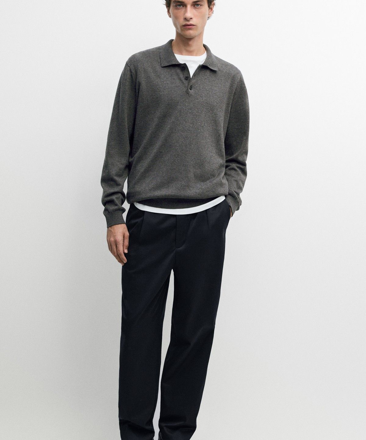 마시모두띠(MASSIMO DUTTI) 100% 코튼 니트 폴로 스웨터