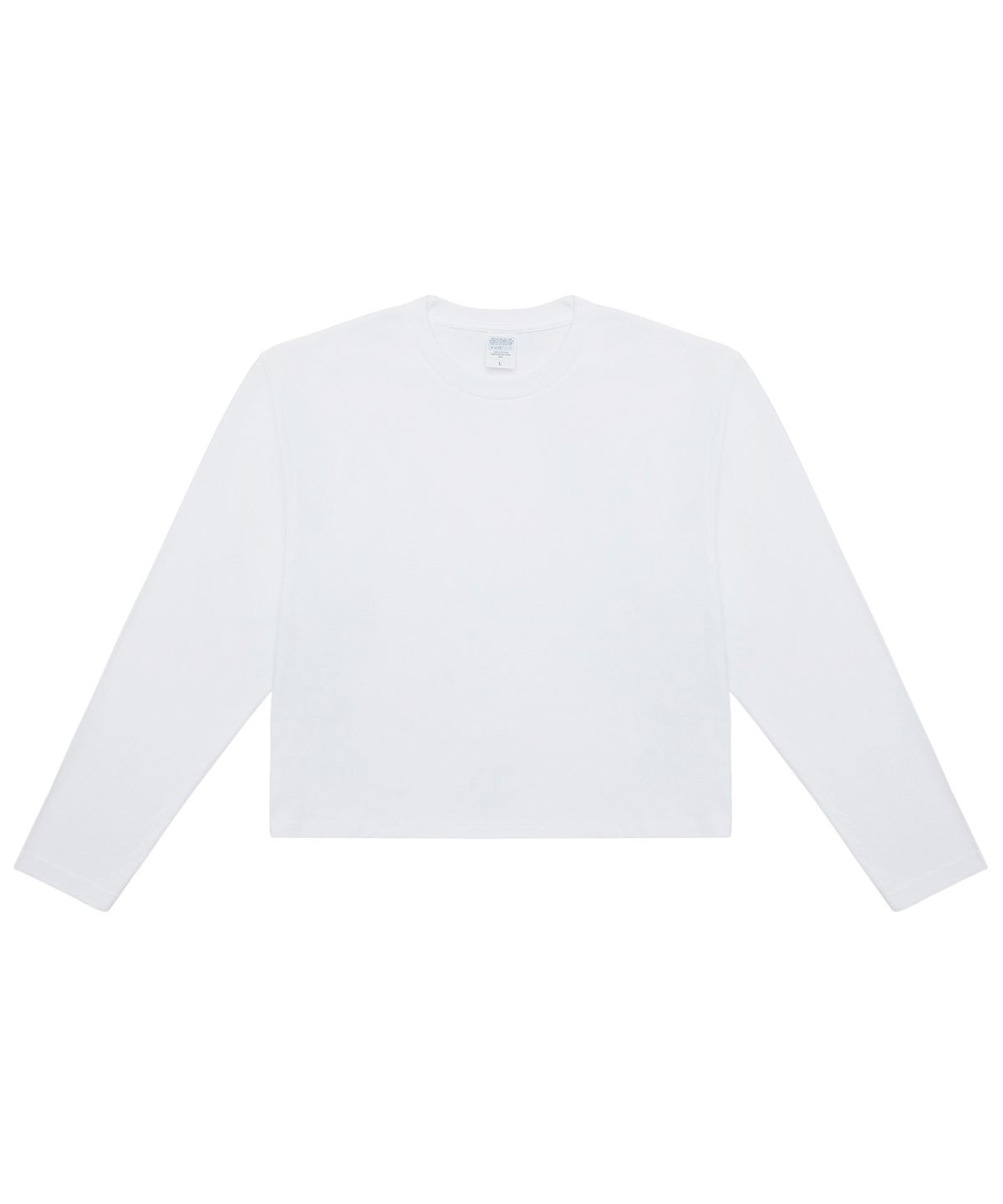씨웨어 바이 더 지니어스(C WEAR BY THE GENIUS) 오버사이즈 롱 슬리브 크롭 티셔츠 화이트