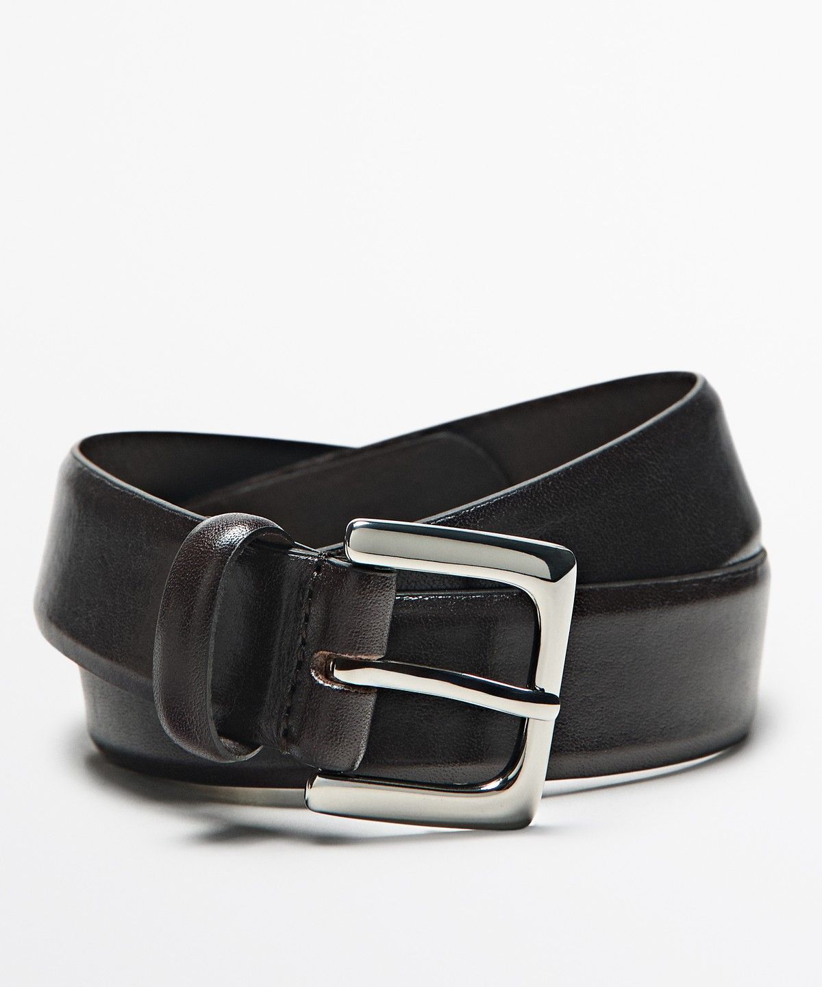 마시모두띠(MASSIMO DUTTI) 스퀘어 버클 나파 가죽 벨트
