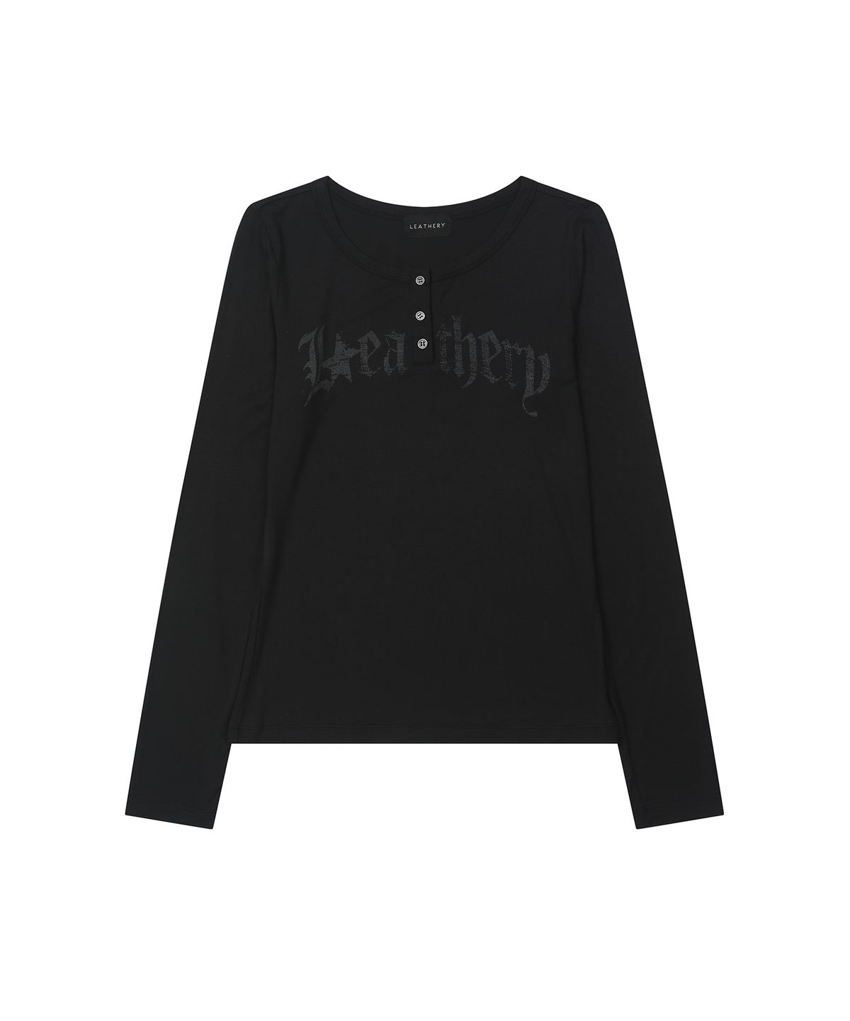 레더리(LEATHERY) 페이디드 헨리넥 롱슬리브 [BLACK]