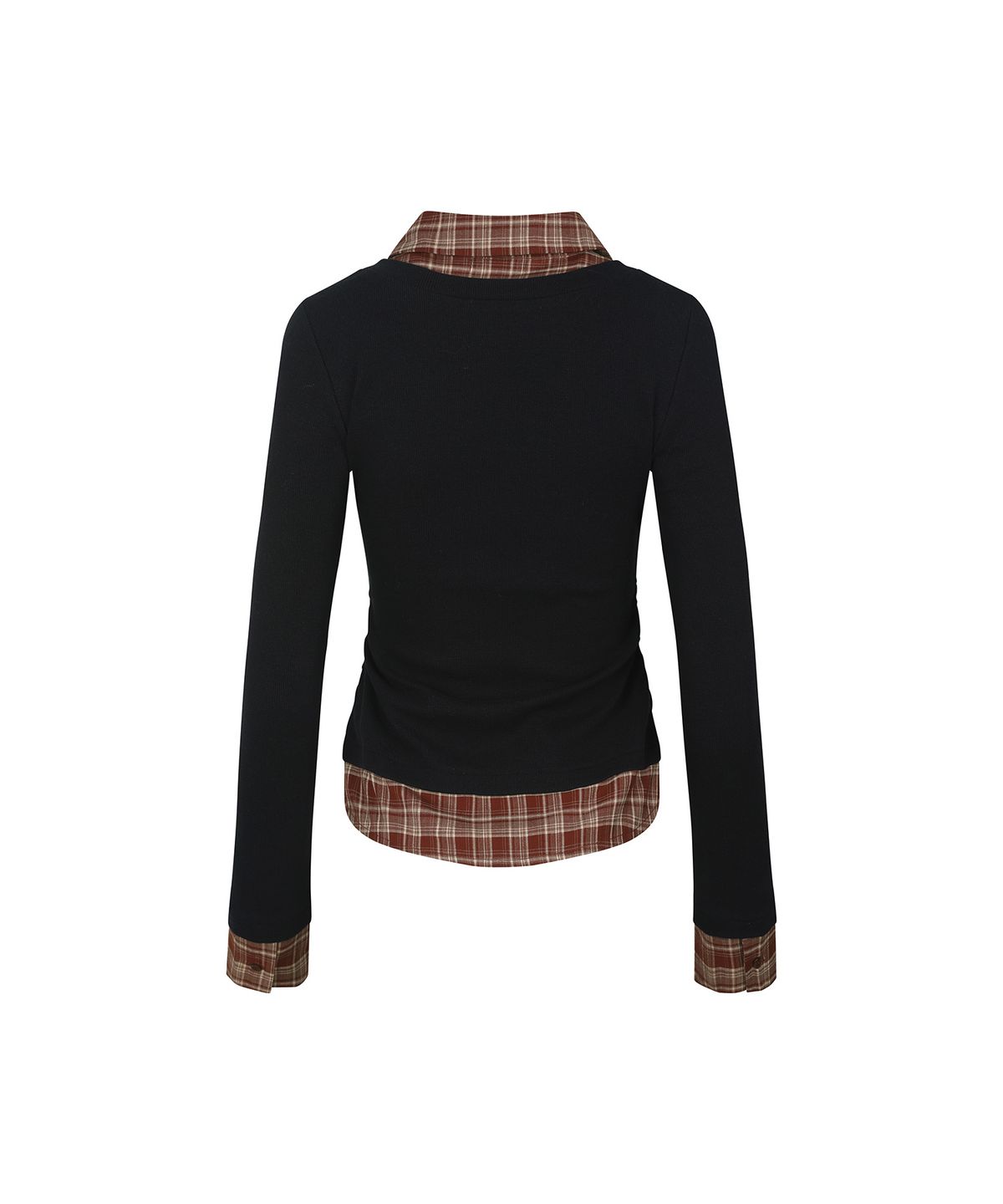 레더리(LEATHERY) 브이넥 셔츠 레이어드 탑 [BLACK]