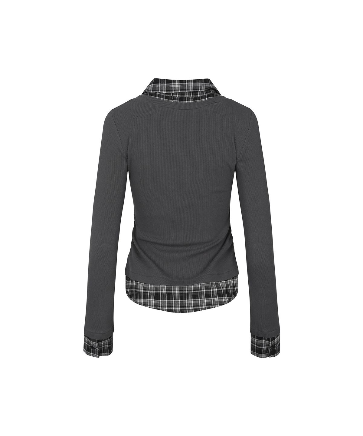 레더리(LEATHERY) 브이넥 셔츠 레이어드 탑 [CHARCOAL]