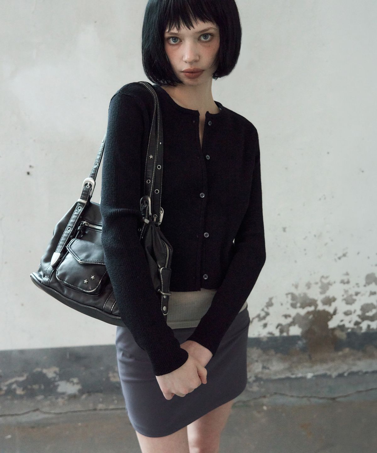 레더리(LEATHERY) 빈티지 워싱 레더 숄더백 [BLACK]
