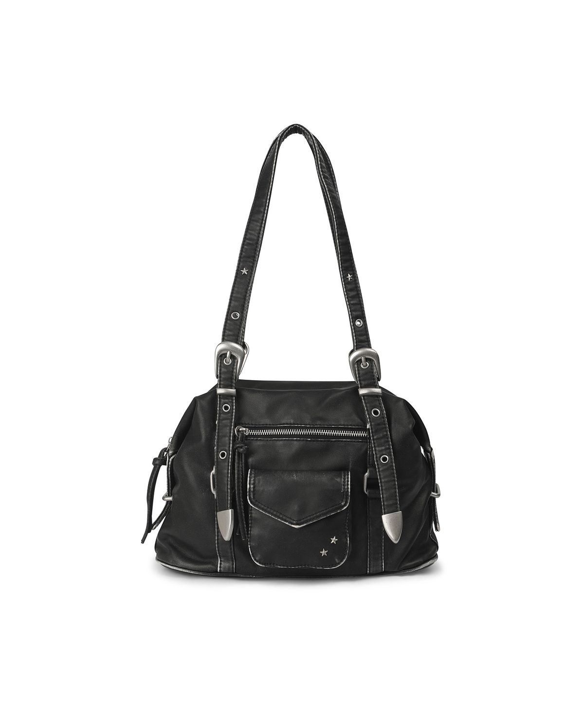 레더리(LEATHERY) 빈티지 워싱 레더 숄더백 [BLACK]