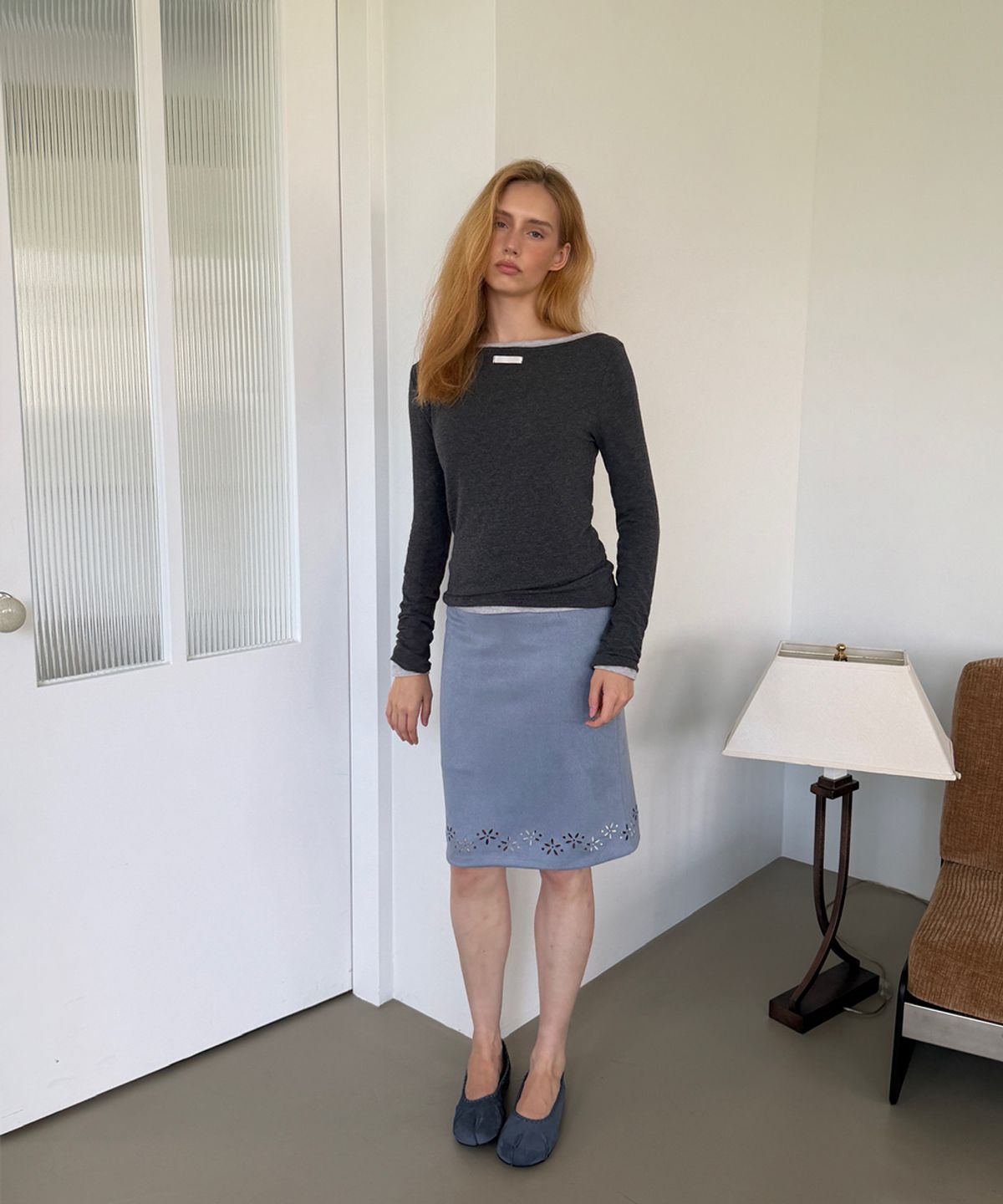 아수라(ASURA) BASIC ANGORA BOAT T (CHARCOAL)