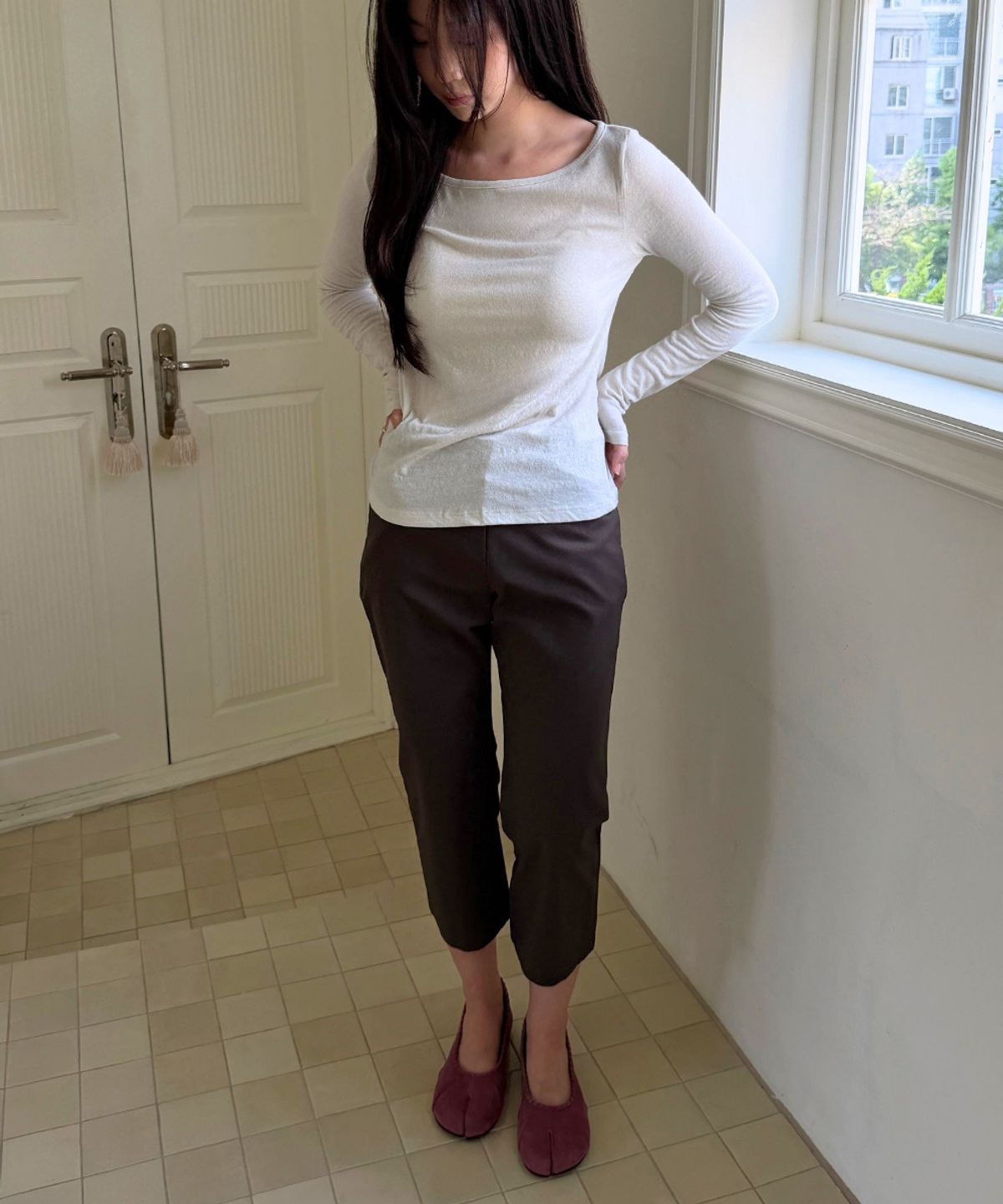 아수라(ASURA) BASIC ANGORA BOAT T (LIGHT GREY)