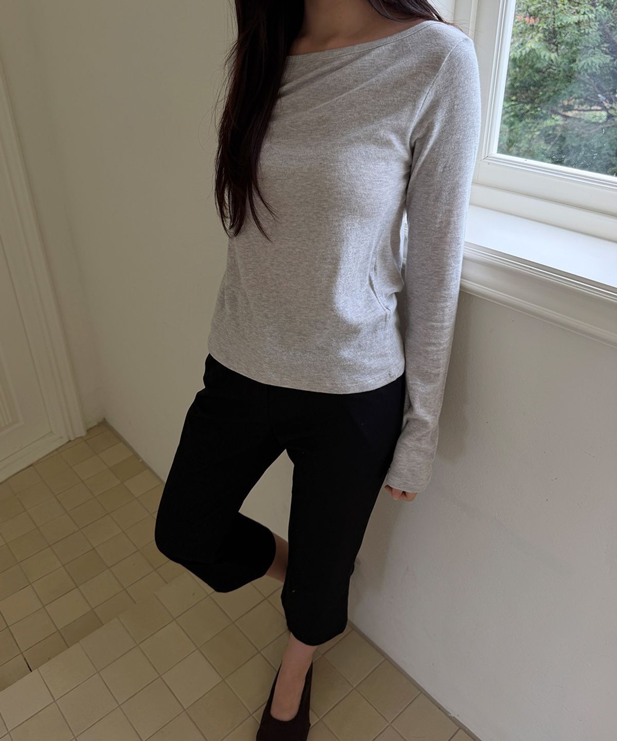 아수라(ASURA) BASIC ANGORA BOAT T (MELANGE GREY)