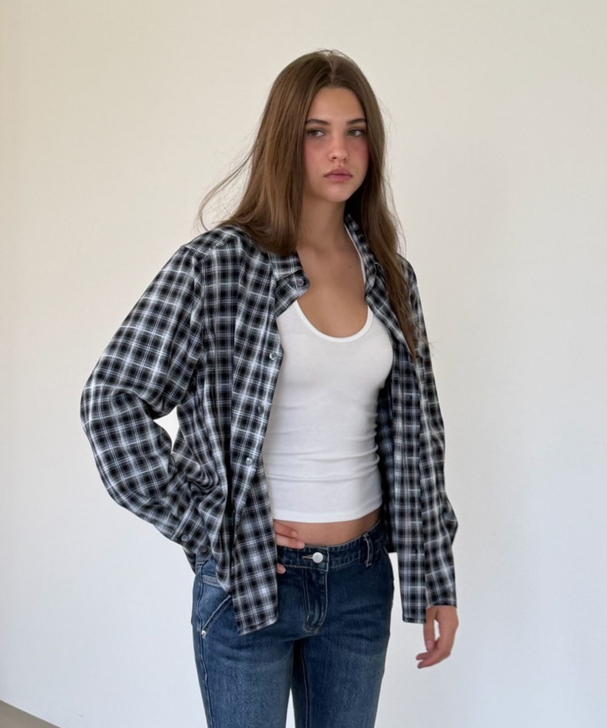 아수라(ASURA) CLASSIC CHECK SHIRT (SLIM-NAVY)