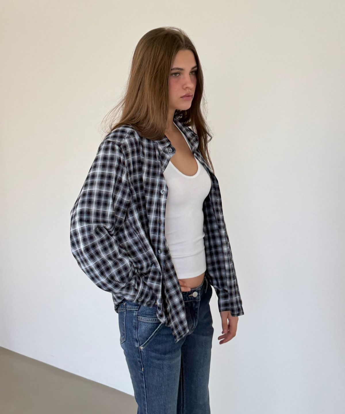 아수라(ASURA) CLASSIC CHECK SHIRT (SLIM-NAVY)
