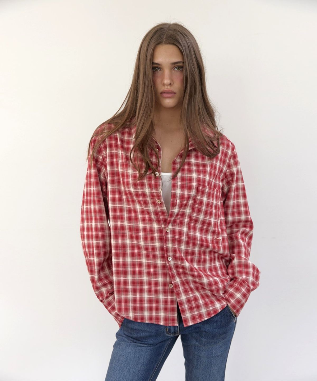 아수라(ASURA) CLASSIC CHECK SHIRT (SLIM-RED)