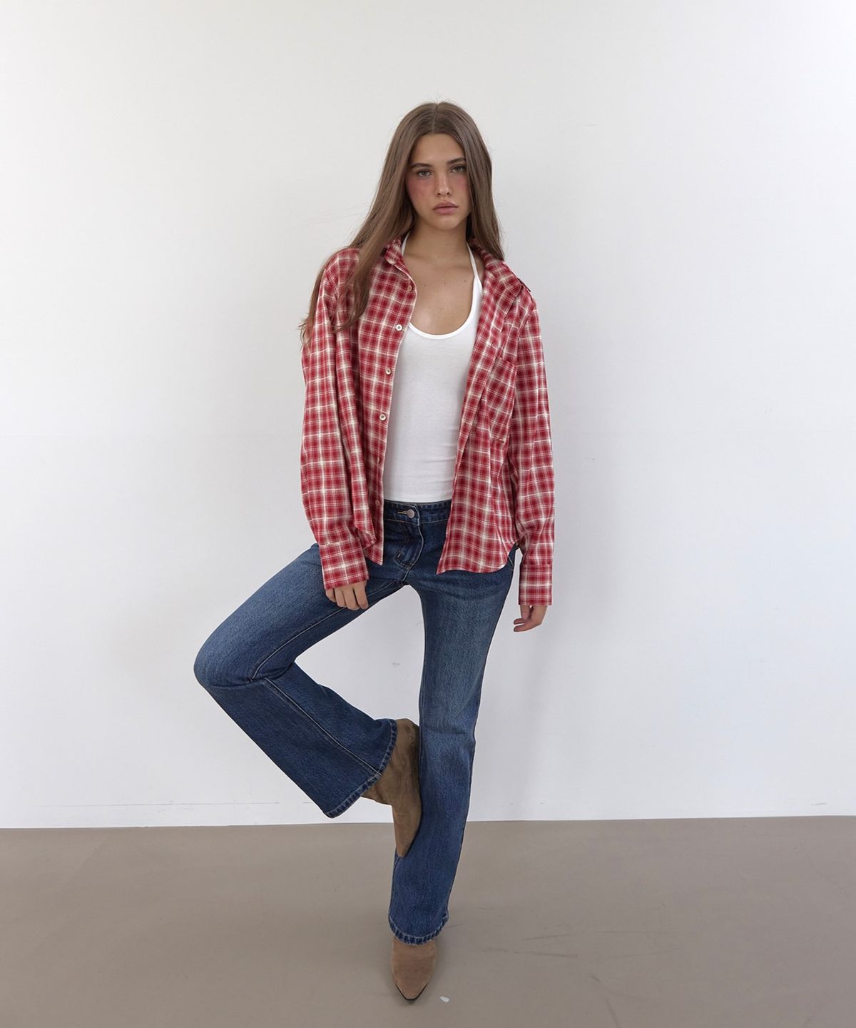 아수라(ASURA) CLASSIC CHECK SHIRT (SLIM-RED)
