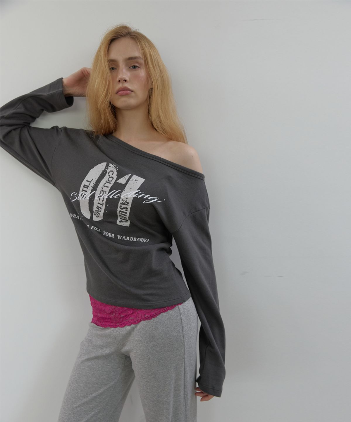 아수라(ASURA) COLLECTING 01 ONE SHOULDER  T (CHARCOAL)