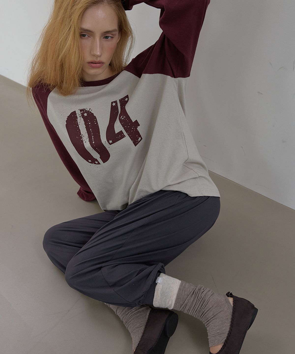 아수라(ASURA) COLLECTING 04 LOOSE RAGLAN T (GREY BEIGE+WINE)