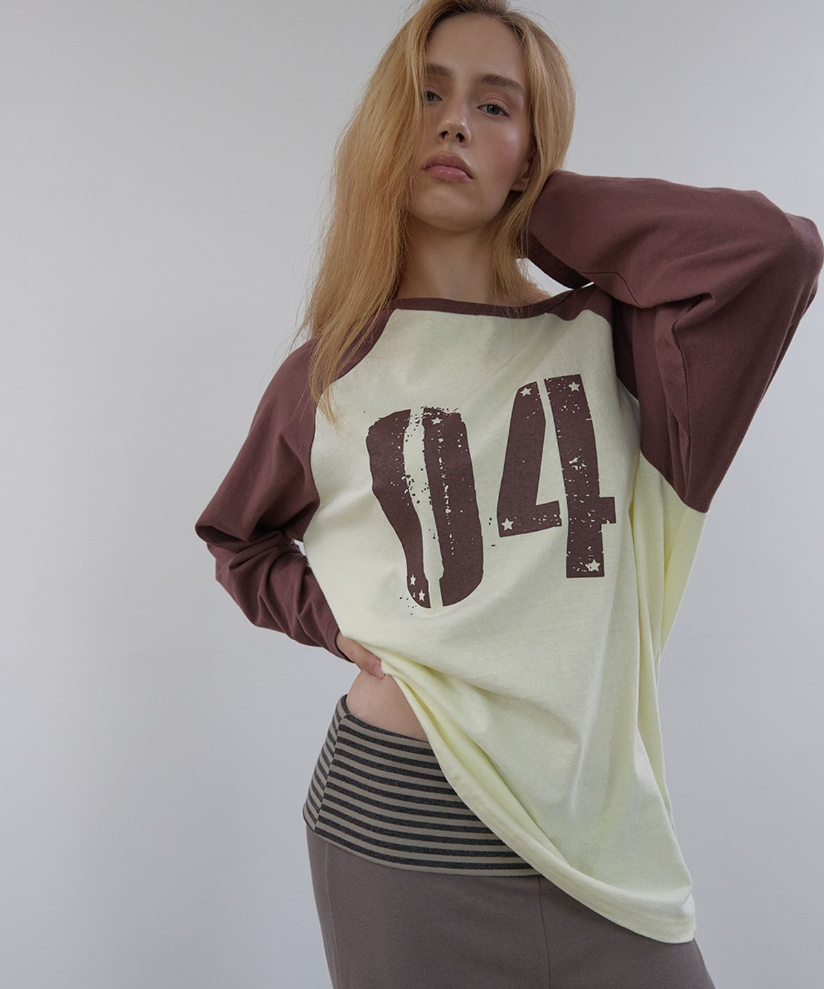 아수라(ASURA) COLLECTING 04 LOOSE RAGLAN T (LEMON+BROWN)