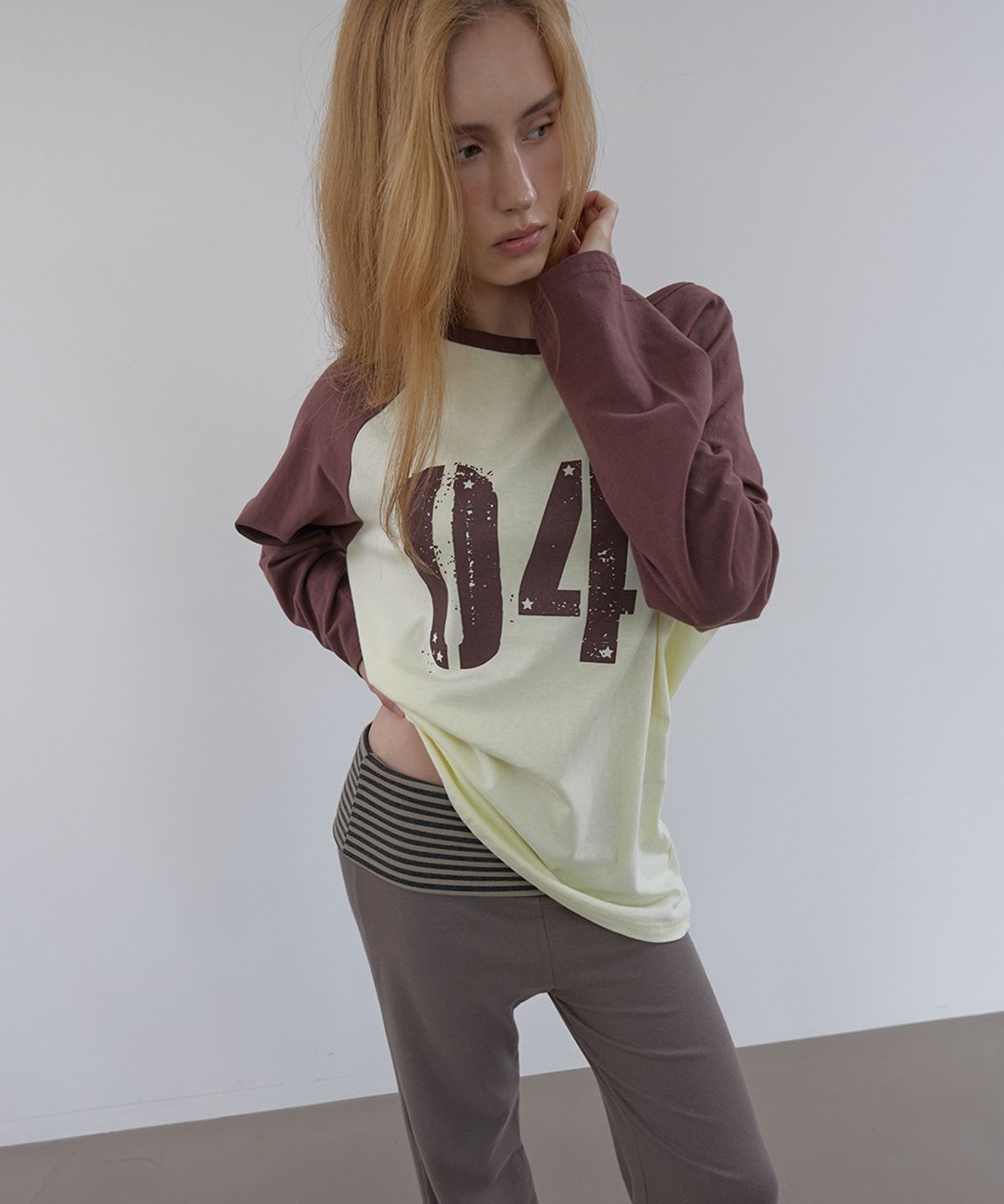 아수라(ASURA) COLLECTING 04 LOOSE RAGLAN T (LEMON+BROWN)