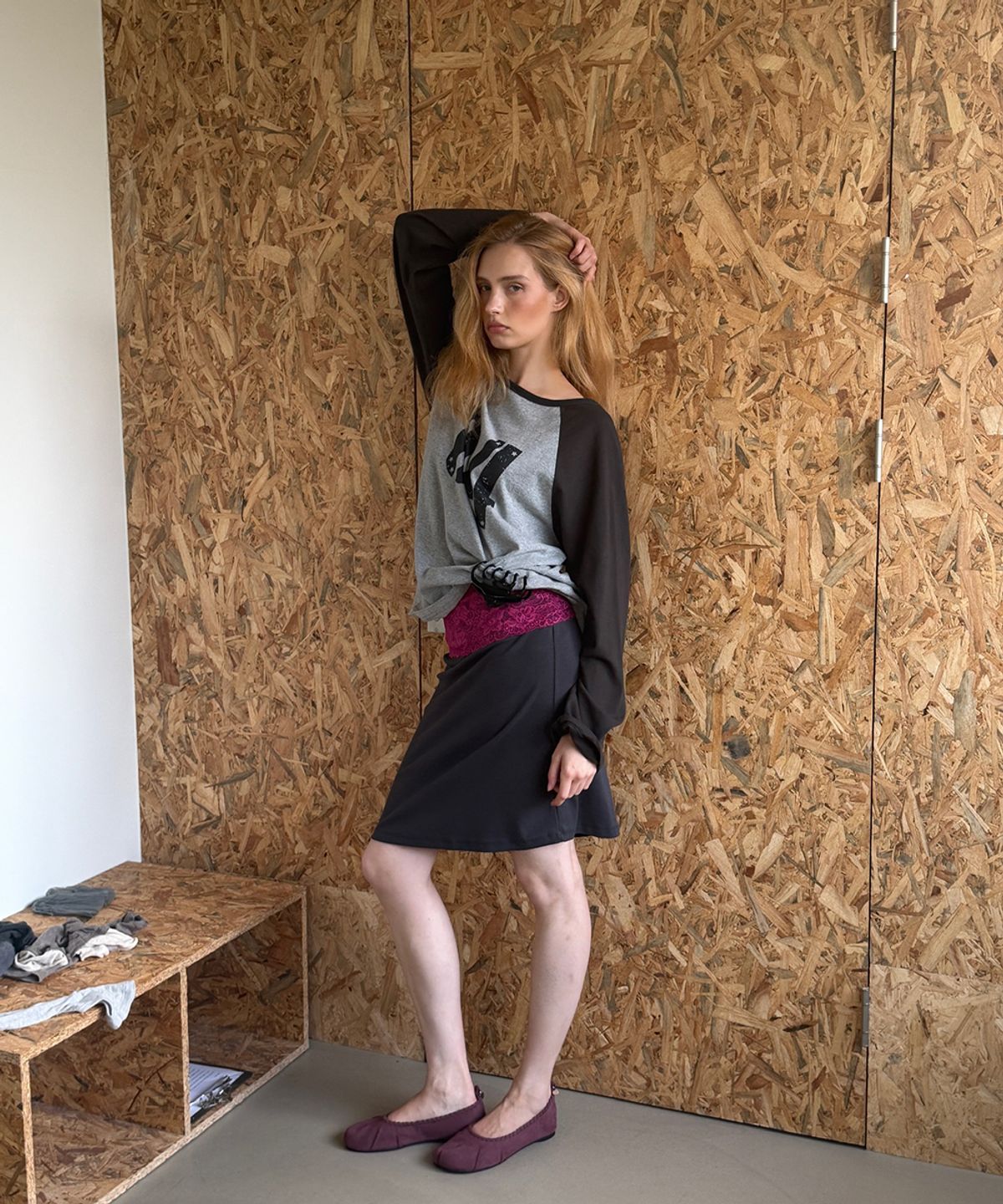 아수라(ASURA) COLLECTING 04 LOOSE RAGLAN T (MELANGE GREY+VINTAGE BLACK)