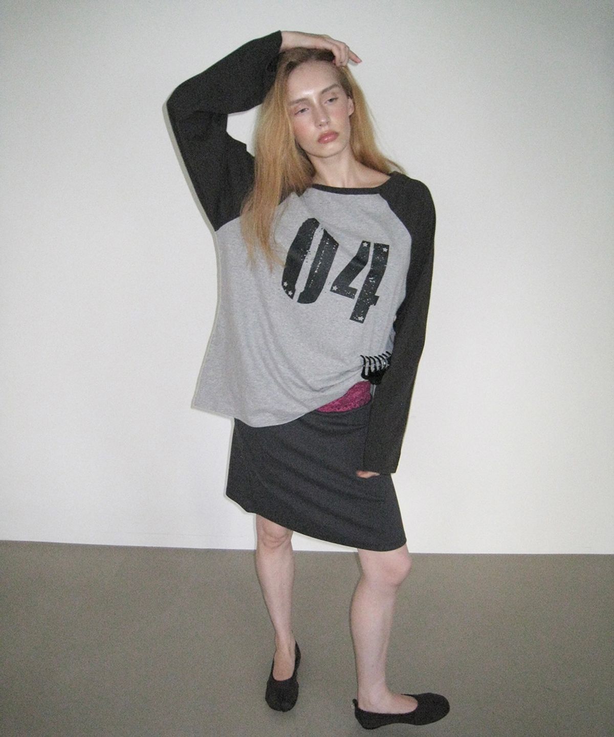 아수라(ASURA) COLLECTING 04 LOOSE RAGLAN T (MELANGE GREY+VINTAGE BLACK)