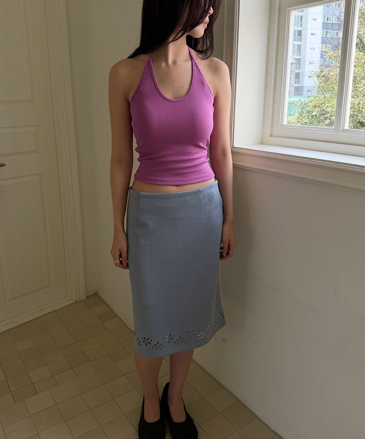아수라(ASURA) CURVE HALTER SLEEVELES (PLUM)