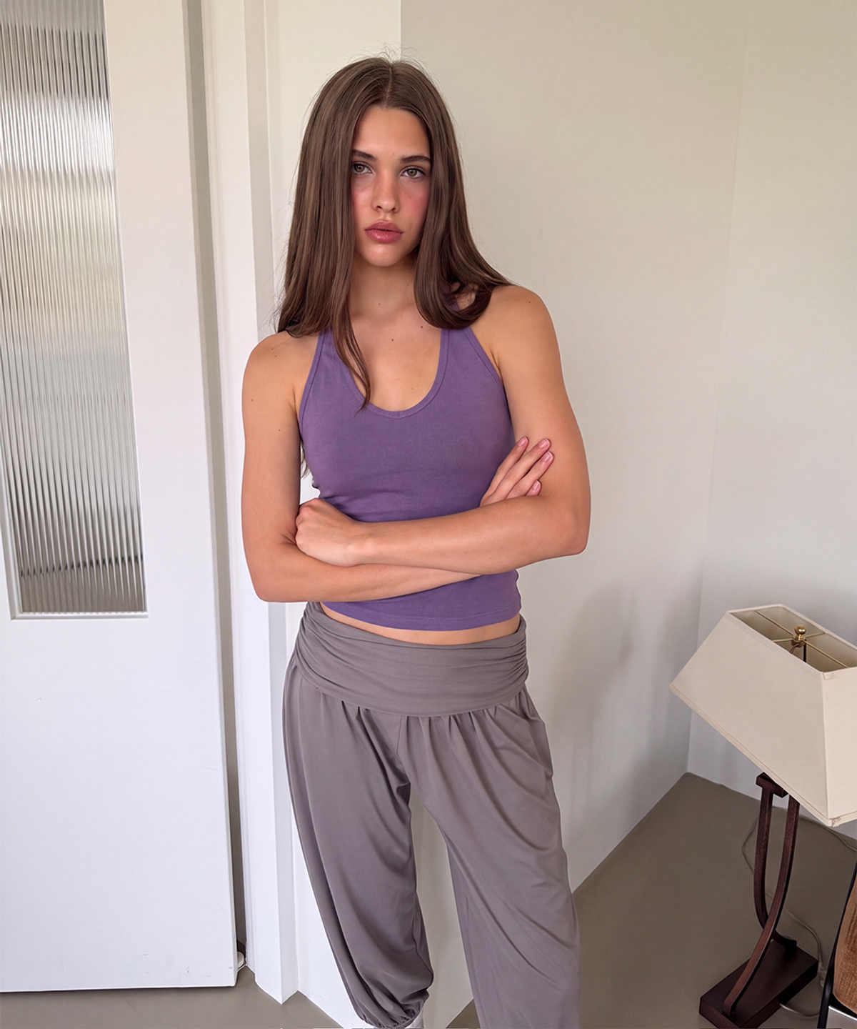 아수라(ASURA) CURVE HALTER SLEEVELES (PURPLE)
