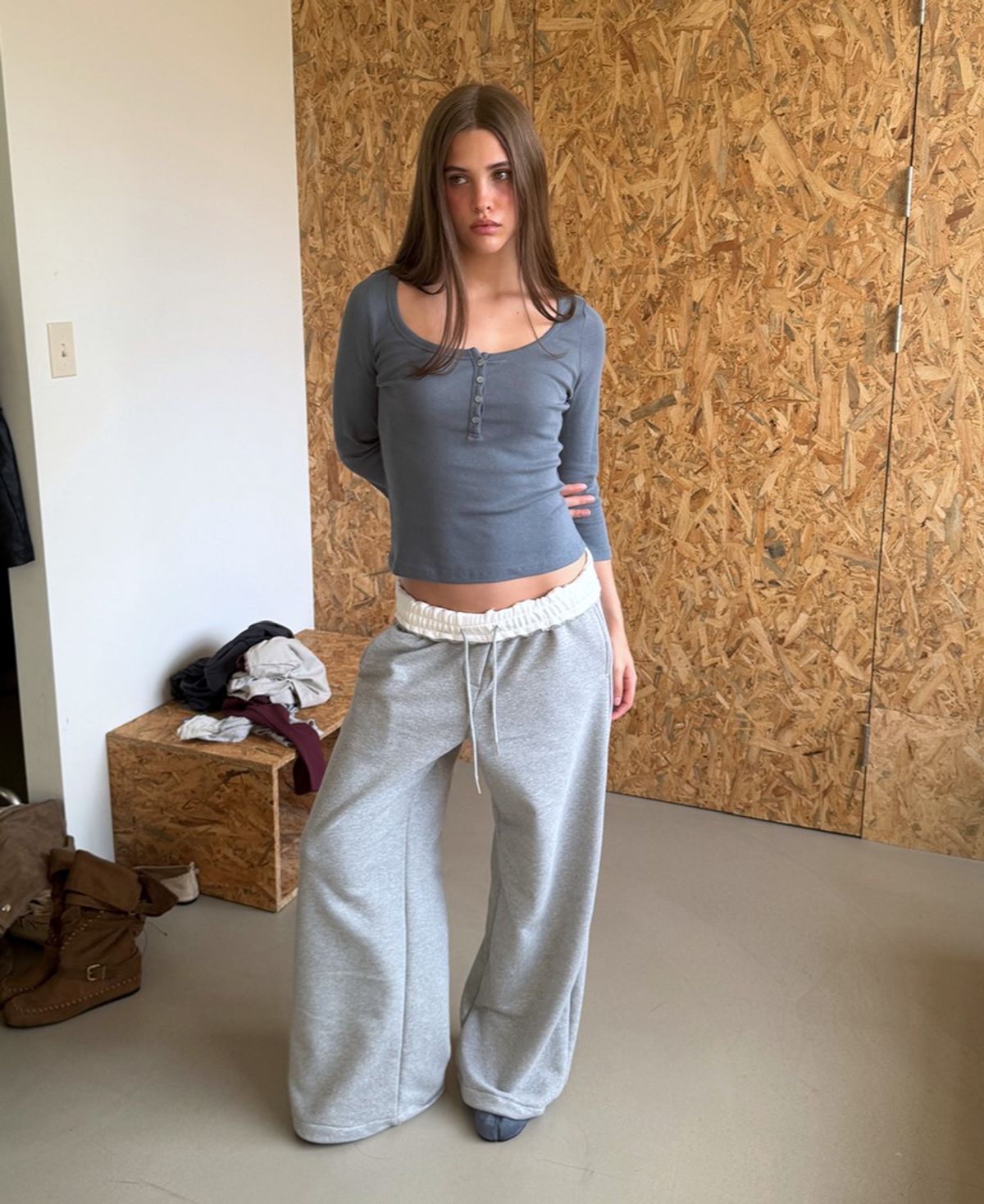 아수라(ASURA) ESSENTIAL FOLD PANTS (MELANGE GREY)