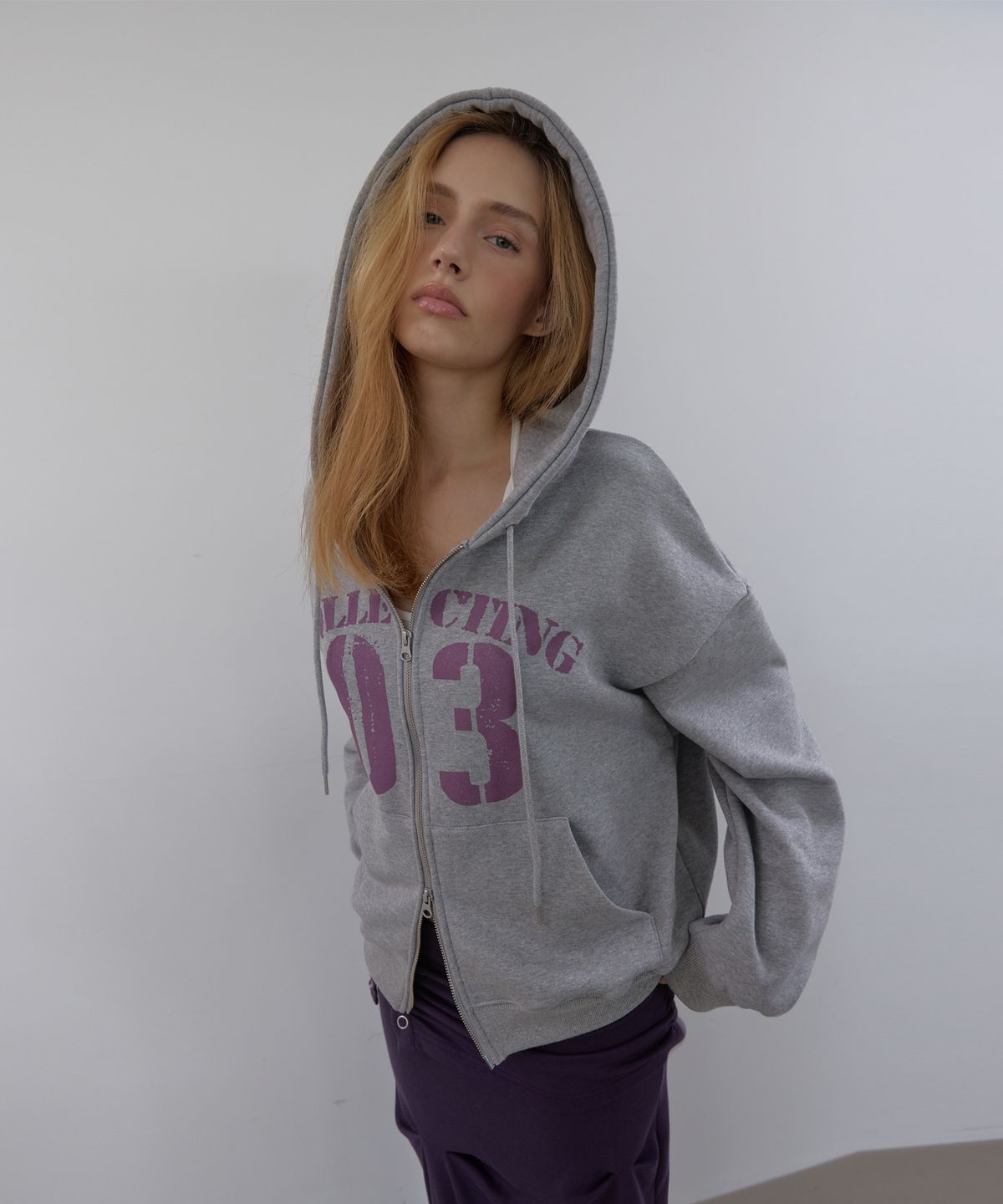 아수라(ASURA) ESSENTIAL HOOD ZIP-UP (MELANGE GREY)