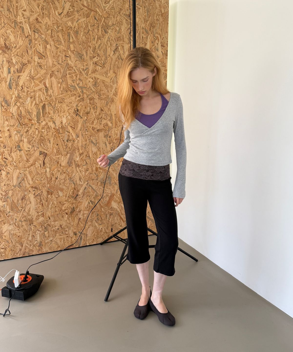 아수라(ASURA) LONG SLEEVES WRAP T (MELANGE GREY)