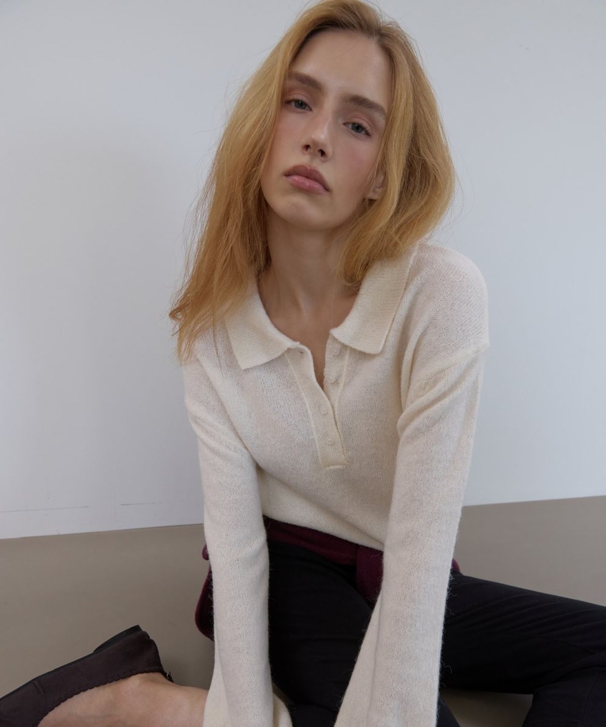 아수라(ASURA) POLO COLLAR WOOL KNIT (IVORY)