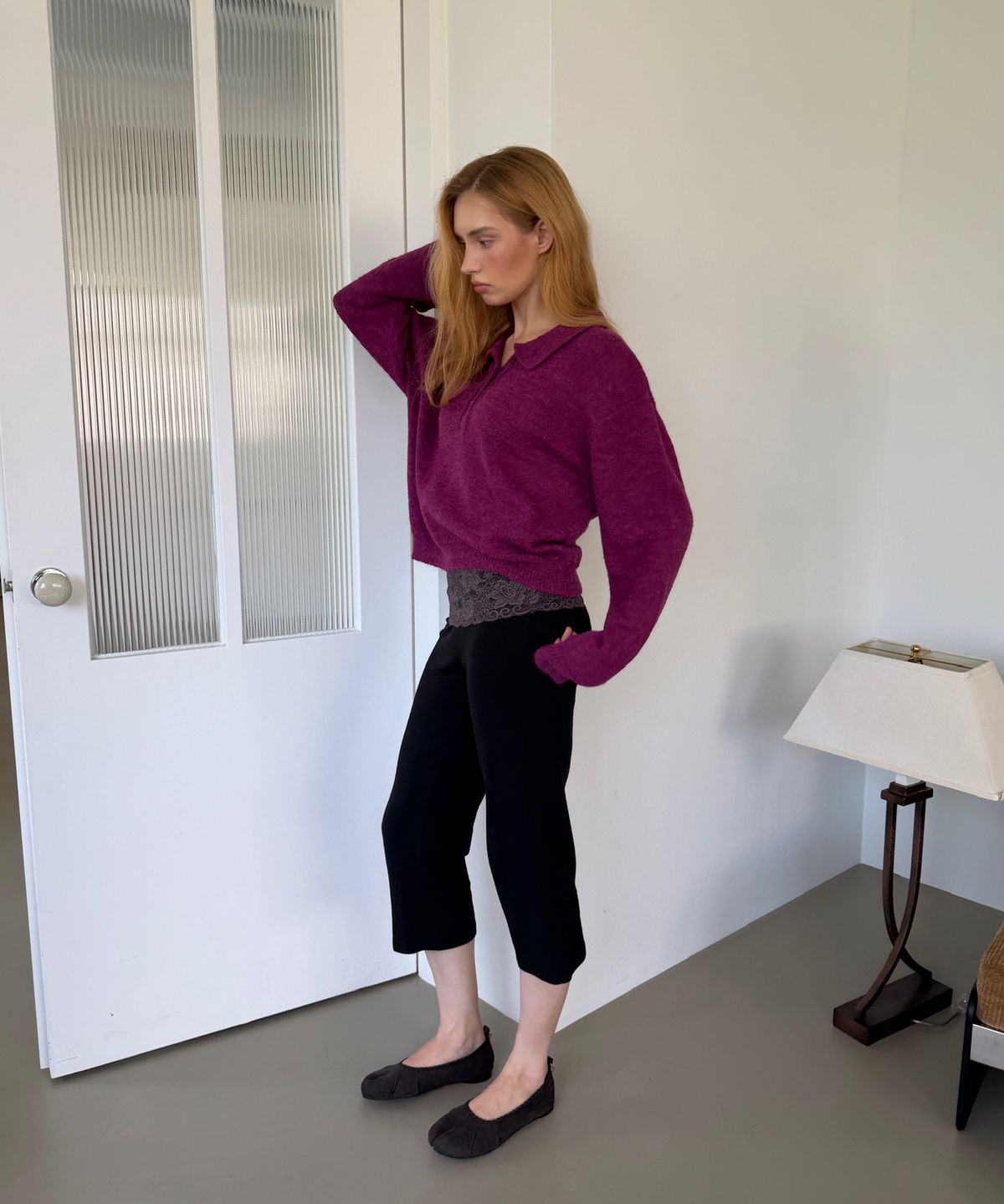 아수라(ASURA) POLO COLLAR WOOL KNIT (PURPLE)
