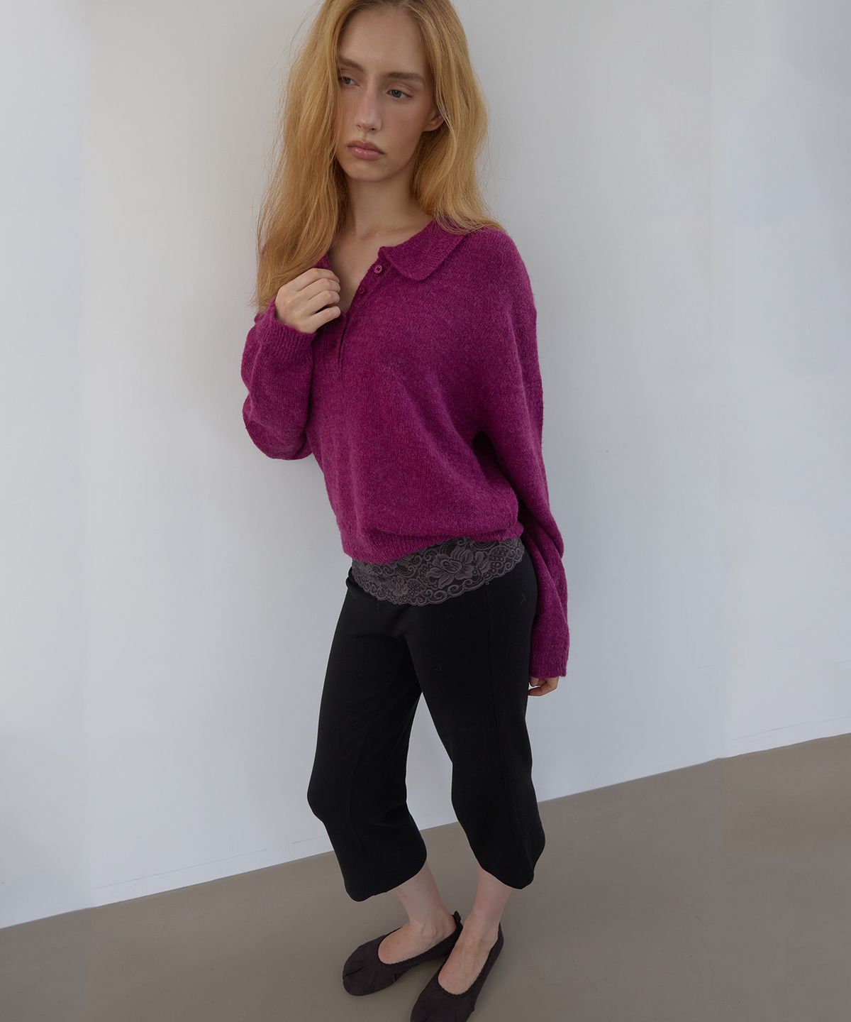 아수라(ASURA) POLO COLLAR WOOL KNIT (PURPLE)