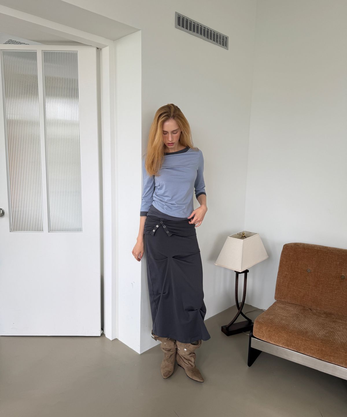아수라(ASURA) SIDE TUCK T (SOFT BLUE)