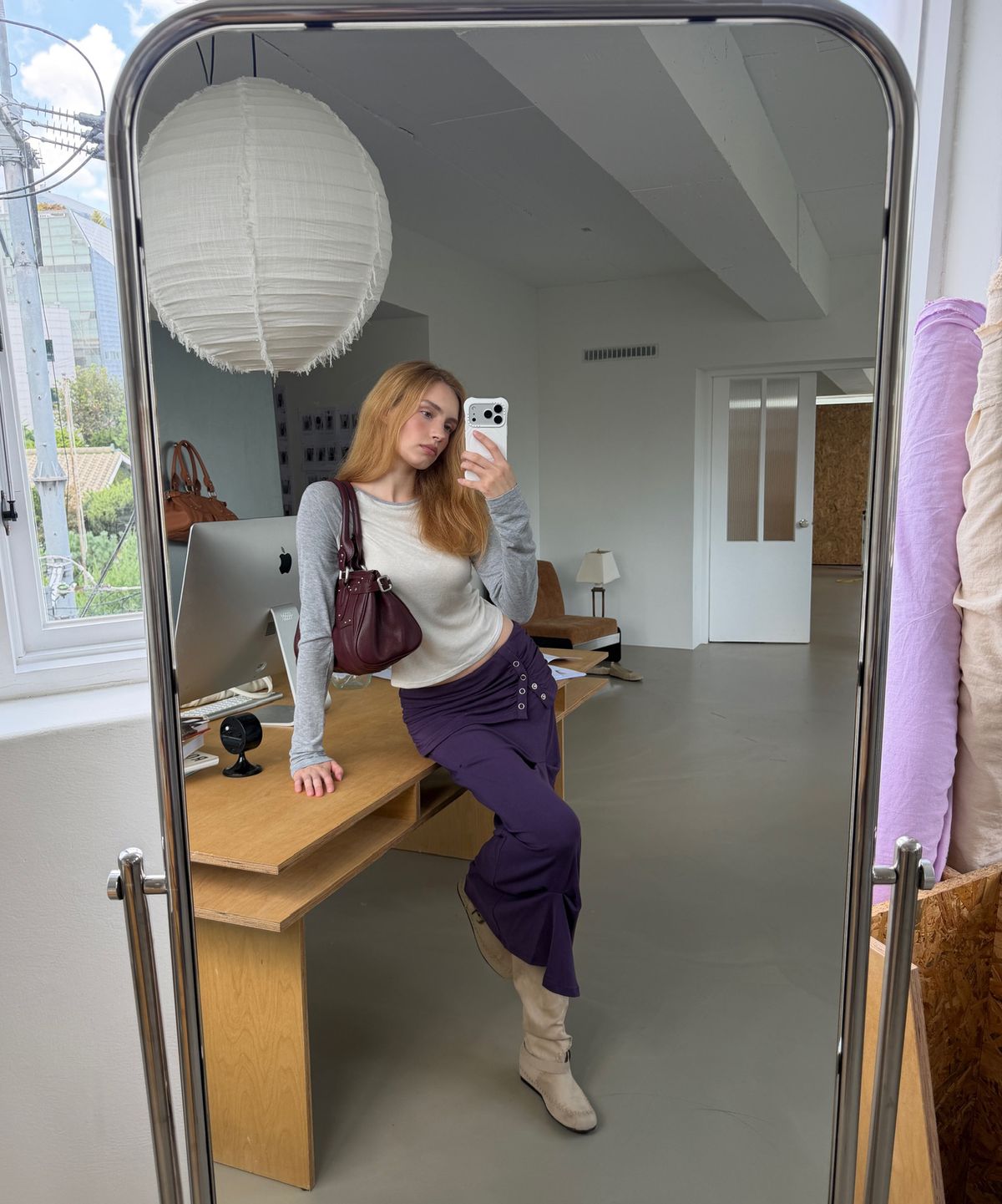 아수라(ASURA) SNAP DRAPE SKIRT (PURPLE)