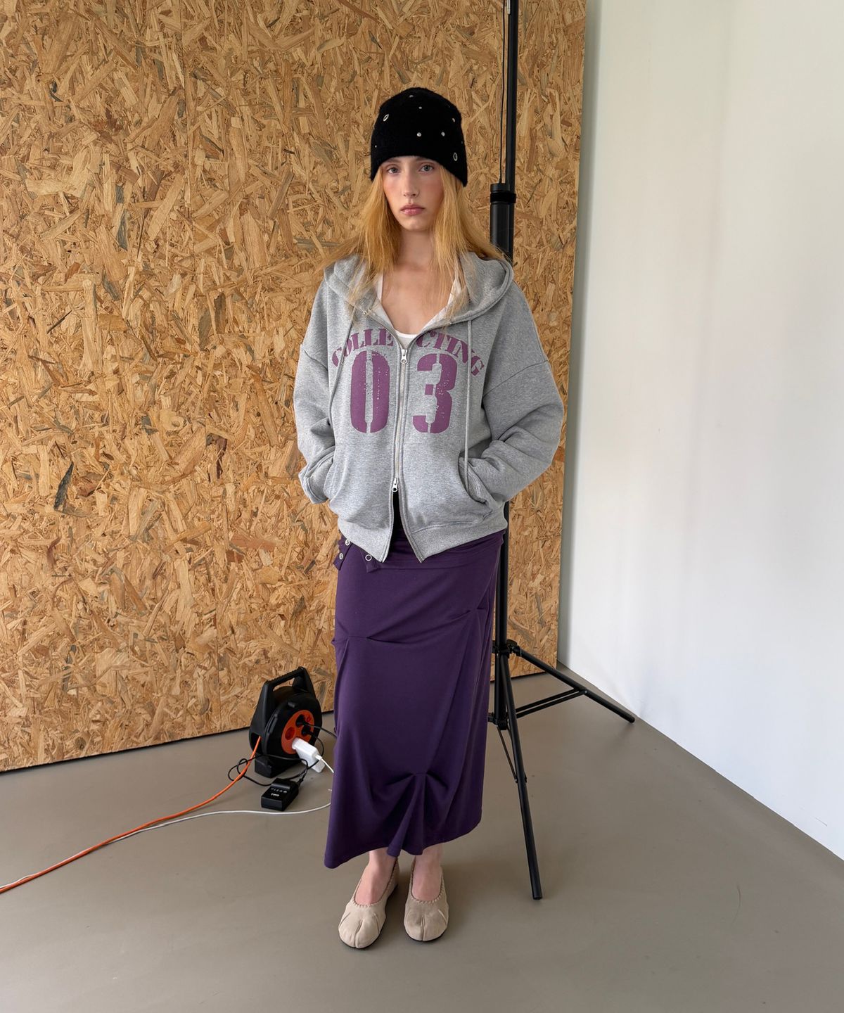 아수라(ASURA) SNAP DRAPE SKIRT (PURPLE)