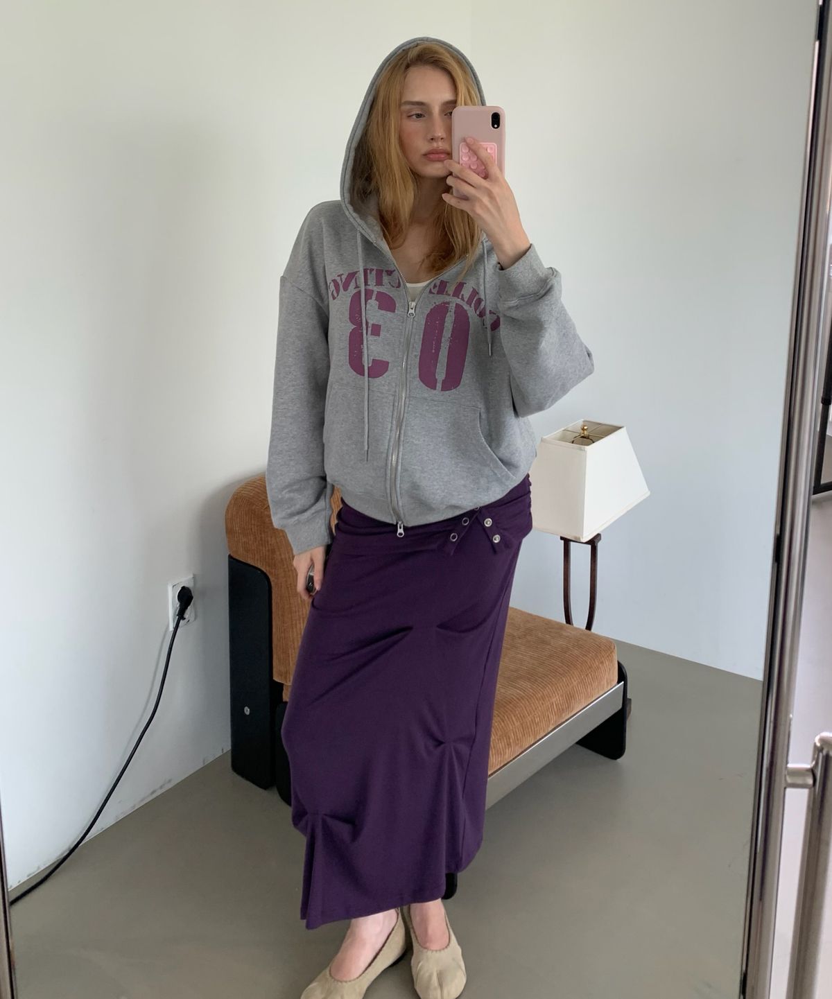 아수라(ASURA) SNAP DRAPE SKIRT (PURPLE)
