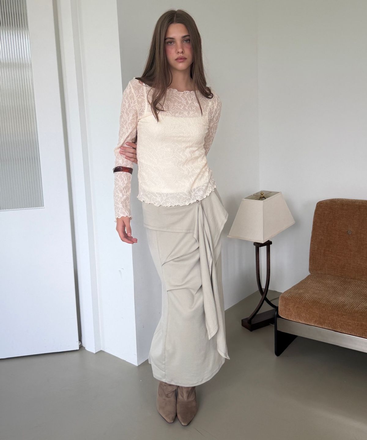 아수라(ASURA) TUK WRAP SKIRT (BEIGE)