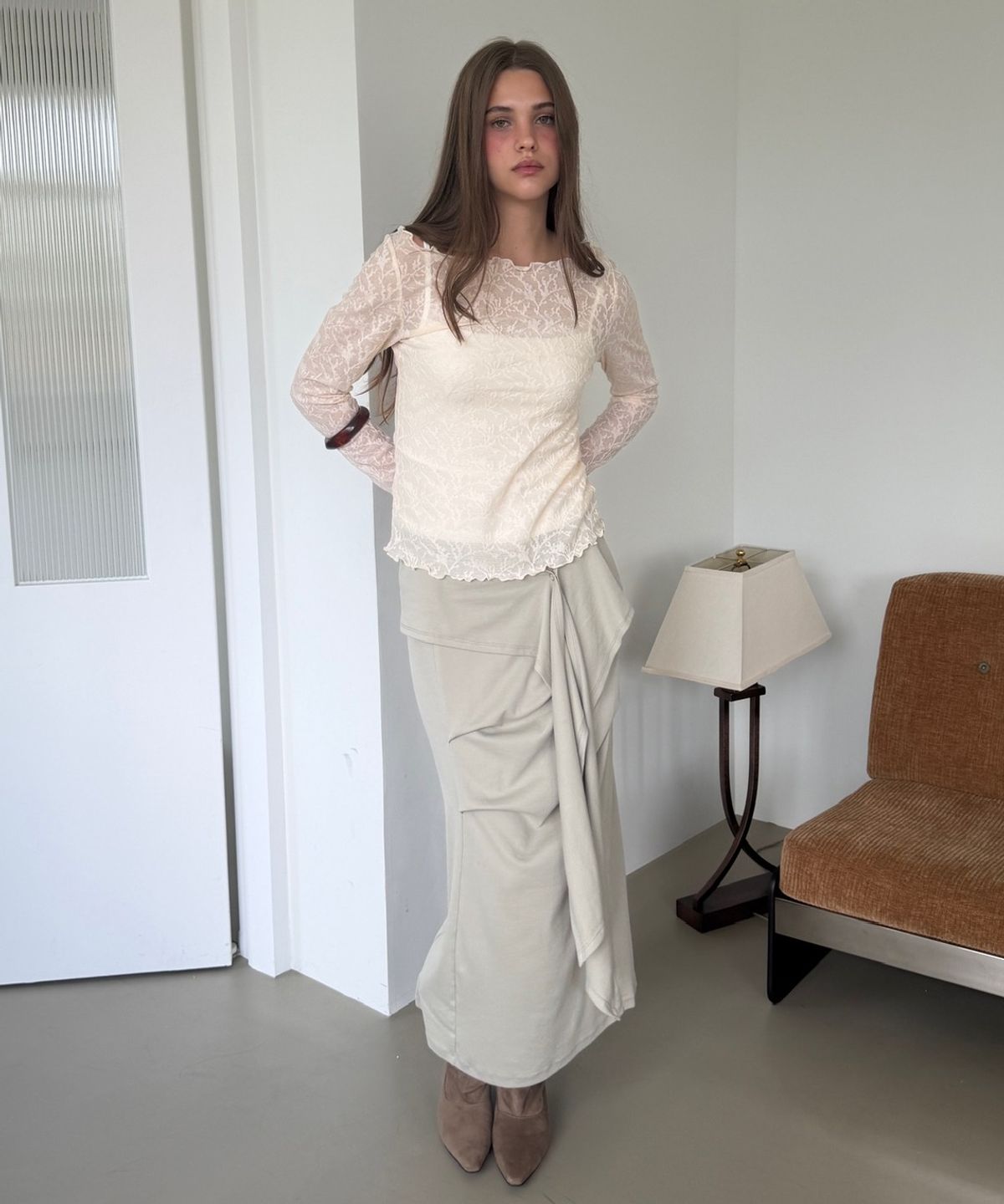 아수라(ASURA) TUK WRAP SKIRT (BEIGE)