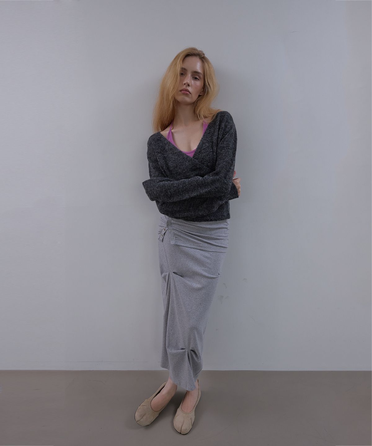 아수라(ASURA) WOOL WRAP KNIT (CHARCOAL)