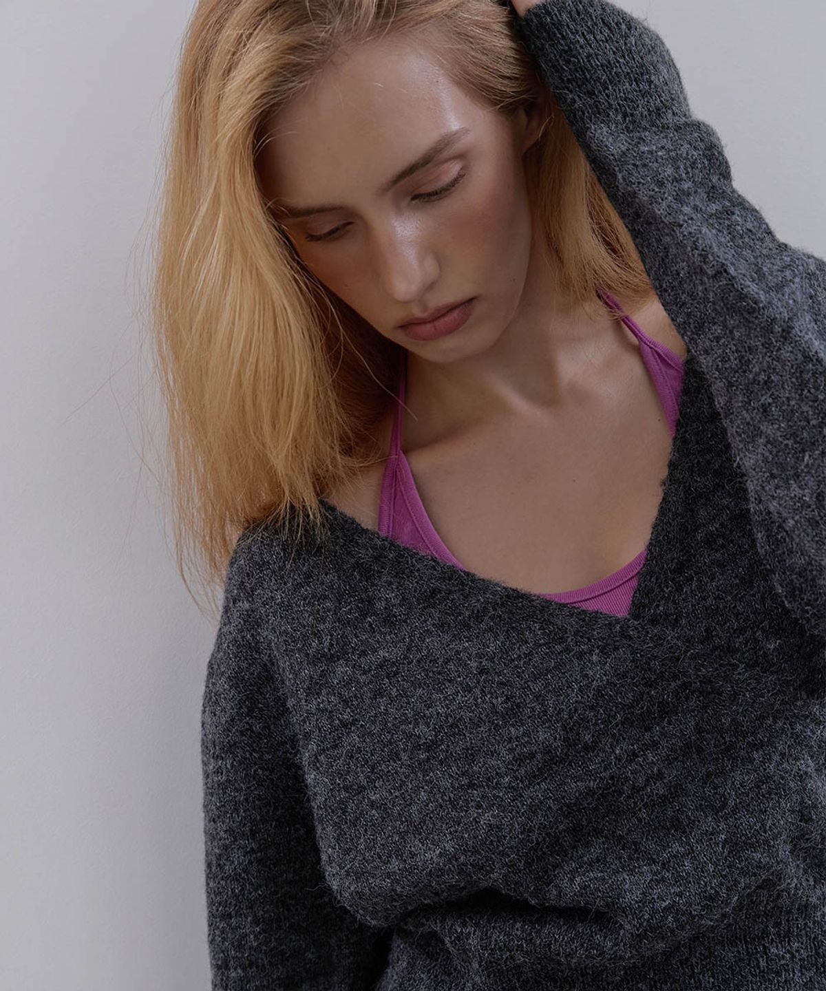 아수라(ASURA) WOOL WRAP KNIT (CHARCOAL)