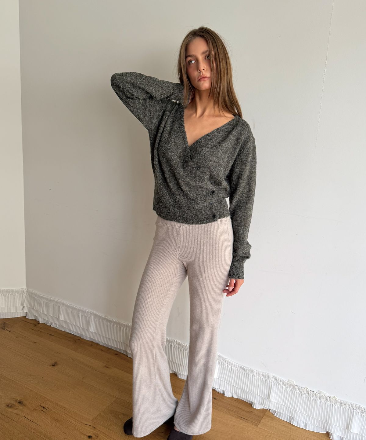 아수라(ASURA) WOOL WRAP KNIT (CHARCOAL)