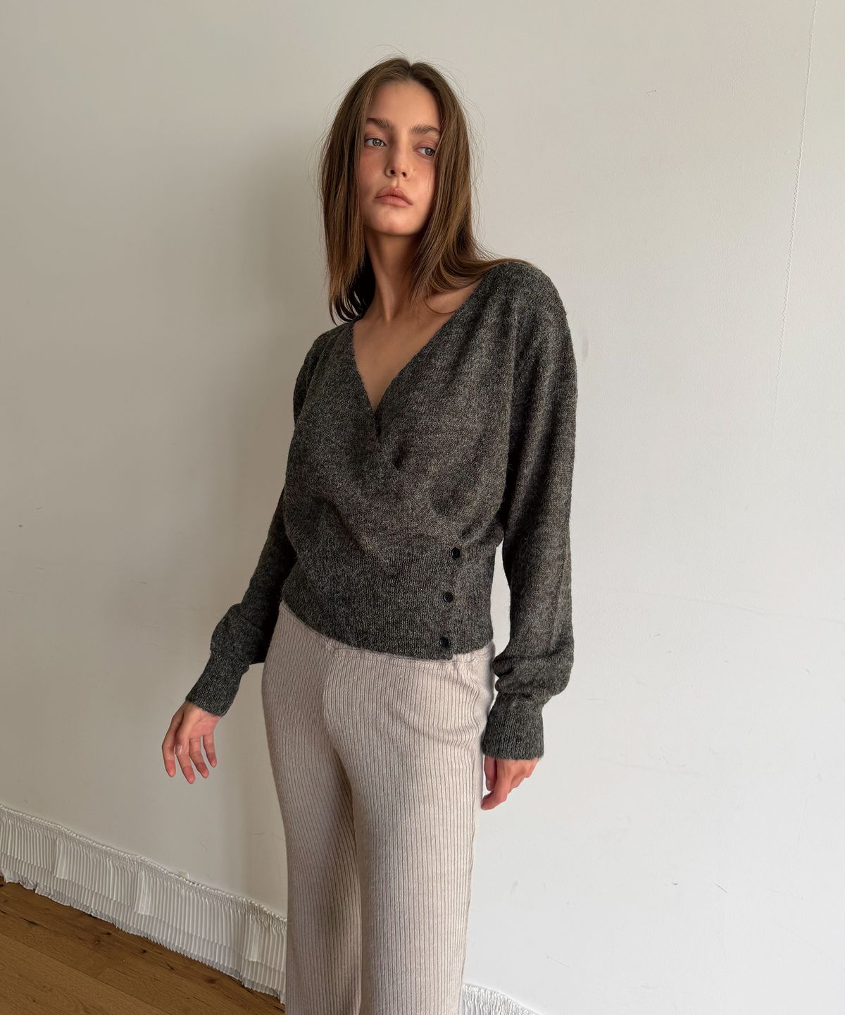 아수라(ASURA) WOOL WRAP KNIT (CHARCOAL)